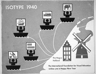 Neujahrsgrußkarte, International Foundation for Visual Education, Den Haag, ca. 1939